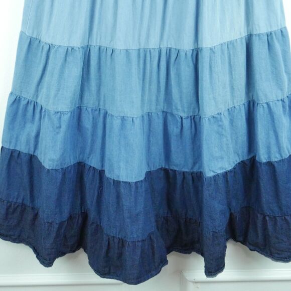 Vintage Small Skirt Y2K Tiered Ombre Midi Western Boho Festival Cottagecore Full - Picture 3 of 7